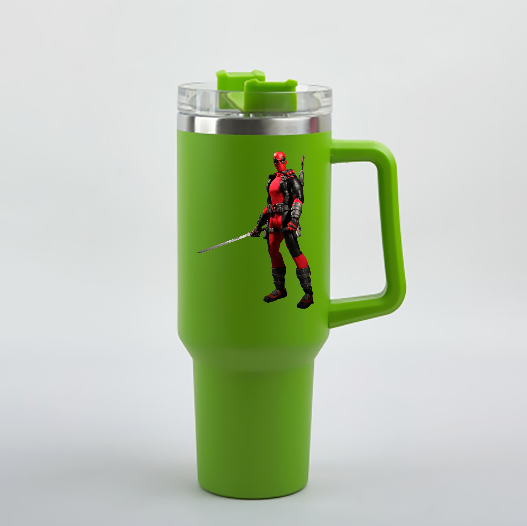 （画像用） Deadpool デッドプール 1200mL車用タンブラー - クリスタルステッカー（プラスチックストロー付き）